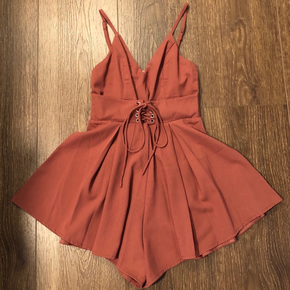 White Fox Boutique Lace Up Romper